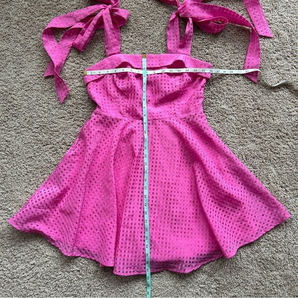 Lulus Forever Darling Magenta Gingham Burnout Tie-Strap Mini Dress Size Small - Picture 12 of 14